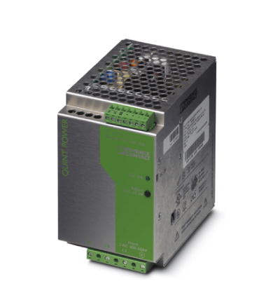 Phoenix Contact Switching Power Supply; QUINT-PS-3X400-500AC/24DC/10; 24VDC OUT; 10A; 320-575VAC / 450-800VDC IN; 3-Phase; DIN Rail Mount; Metal Frame